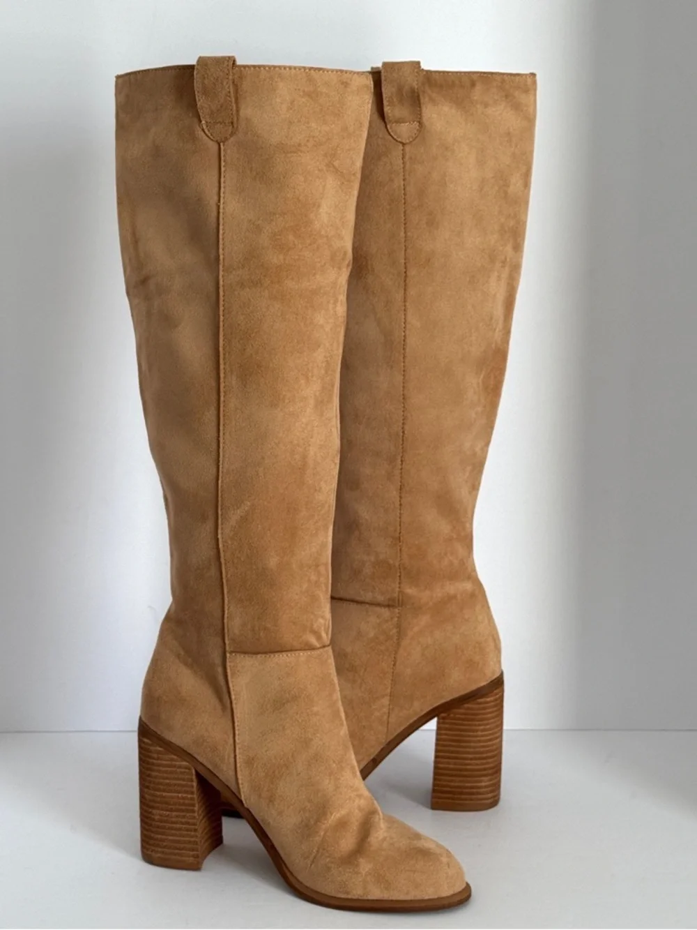 Altar'd State Tan Knee-High Block Heel Boots Size 8.5